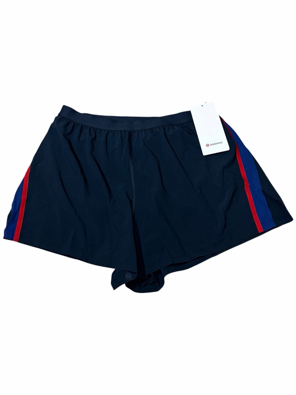NWT Lululemon High-Rise Split Short 3” *Stripe True Navy/Club Blue/Oxford Red L